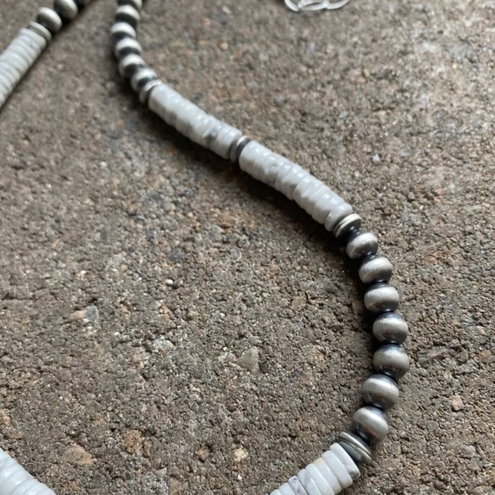 Sterling Silver White Buffalo Turquoise Bead Neck… - image 5